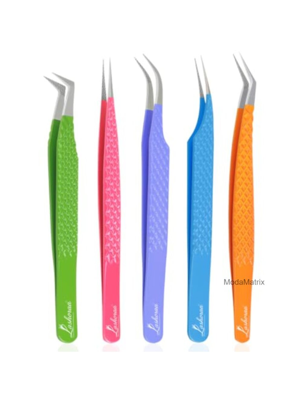 5pc Lash Extension Tweezers Fiber Tip Stainless Steel Precision
